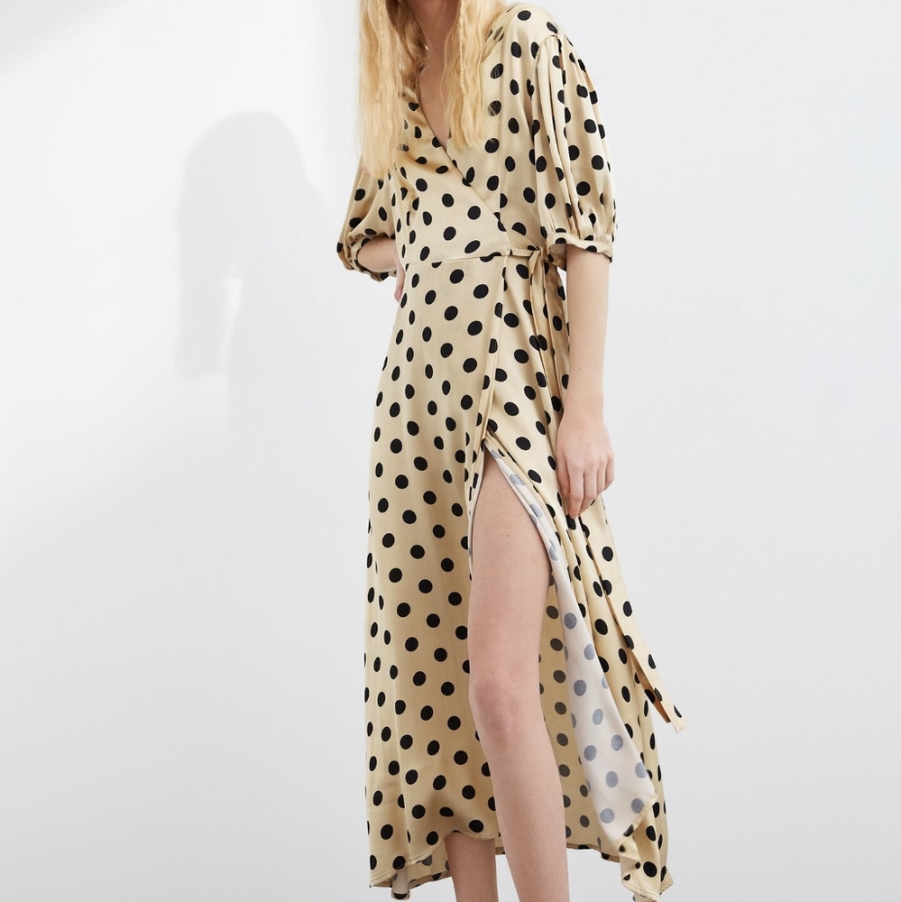 Zara Polka Dotted Maxi Wrap Dress